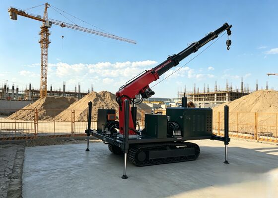 0-10 ton stalen rupschassis met 360° roterende hijsboom